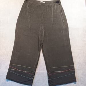 Vikki Vi Petite Black Slinky Pants Travel Pull On Large Classic